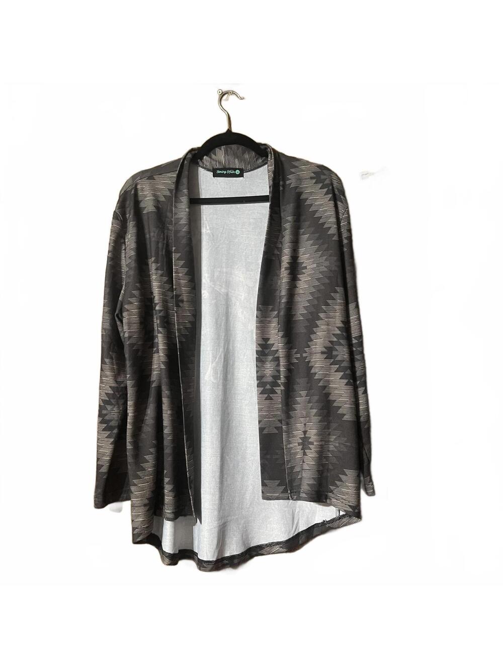 Sterling Creek Aztec Pattern Open Front Cardigan Medium